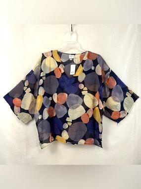 New Simple by Suzanne Betro Loose Fit Lightweight Boho Summer Top / 1X